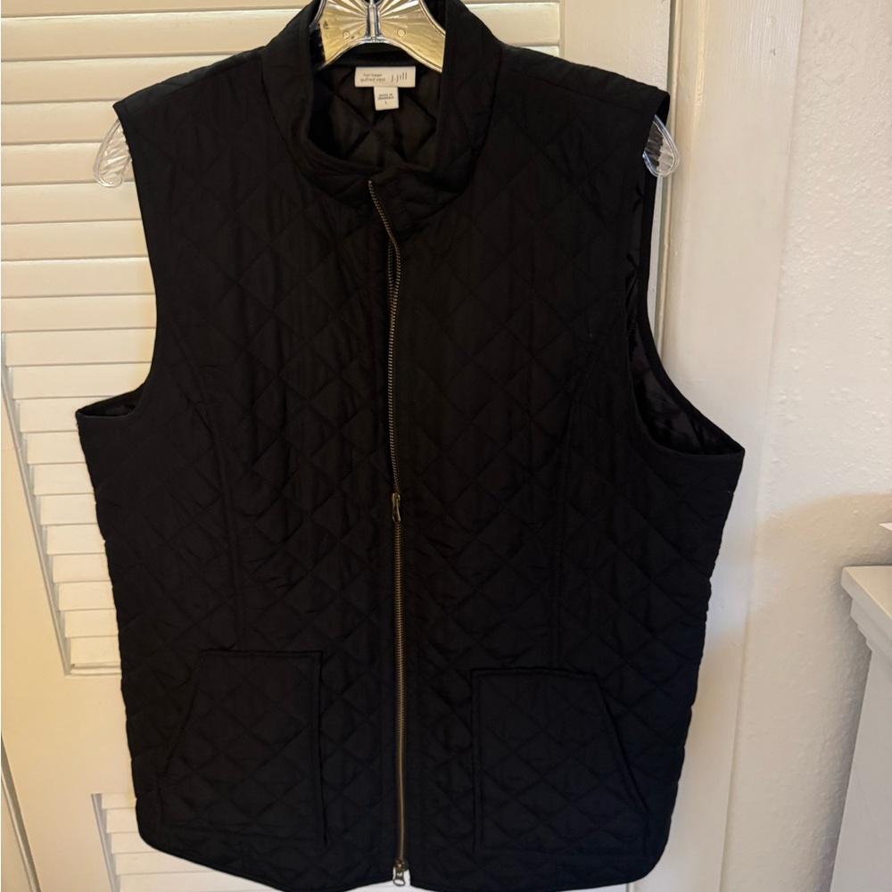 J. Jill Black Varsity Jacket with Quilted Design